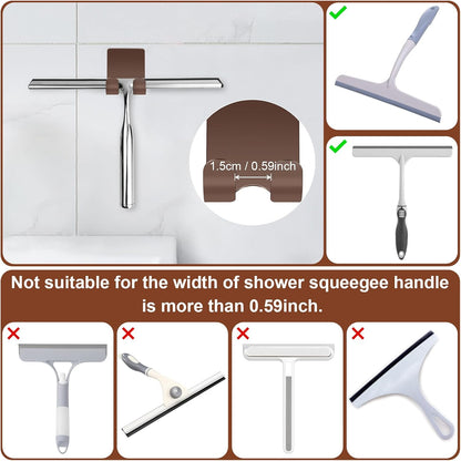 CGBE Shower Holders for Razors, 2 Pack Squeegee Holder and 2 Pack Razor Holder, Razors Holder for Shower Heavy Duty Waterproof Hook for Squeegee Loofah - Black