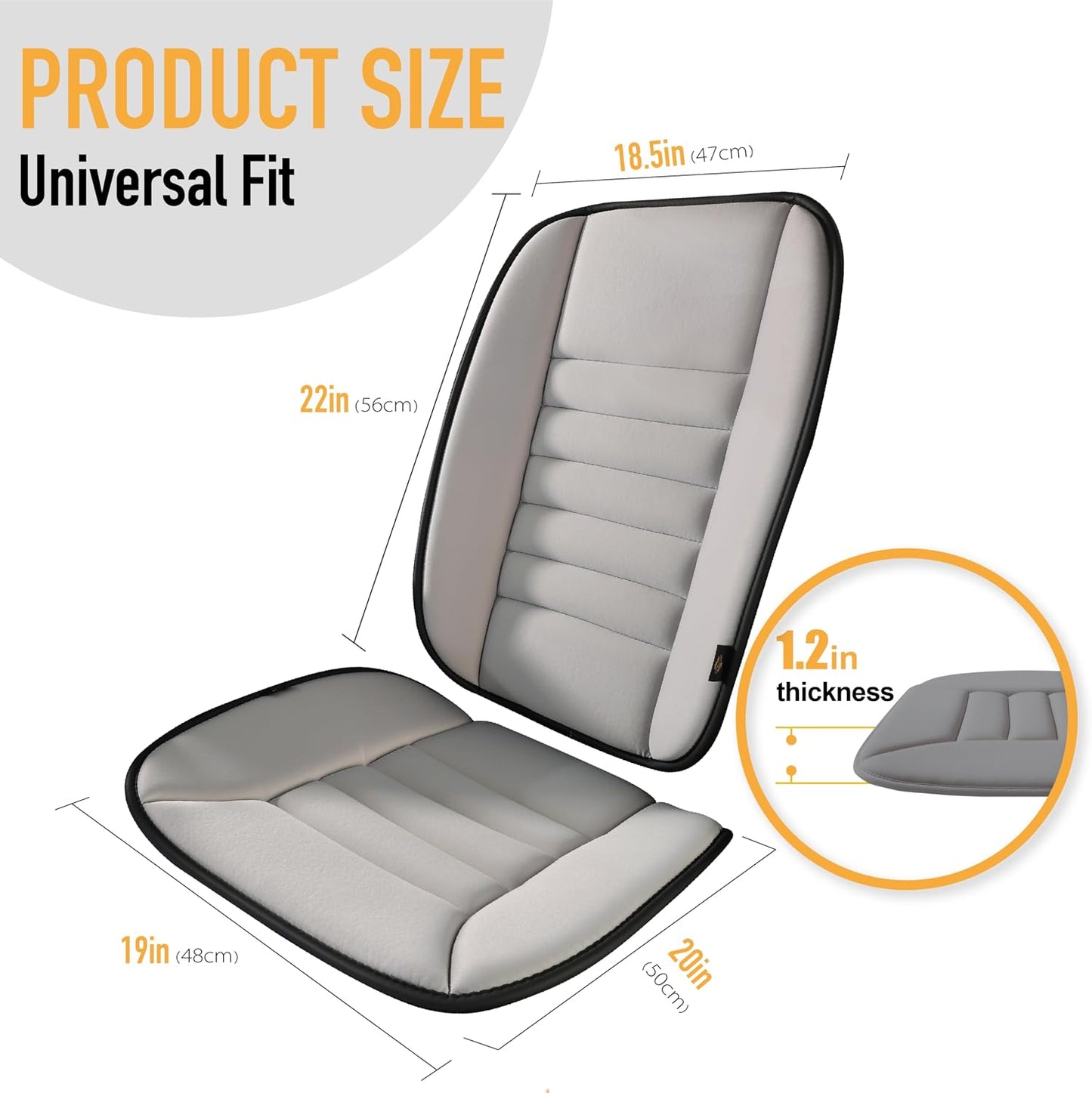 kingphenix Car Seat Cushion with Back Support Pillow, Memory Foam, Black | Memory Foam Car Cushion for Long Driving, Truck, Office Chair, Tailbone and Lower Back Support