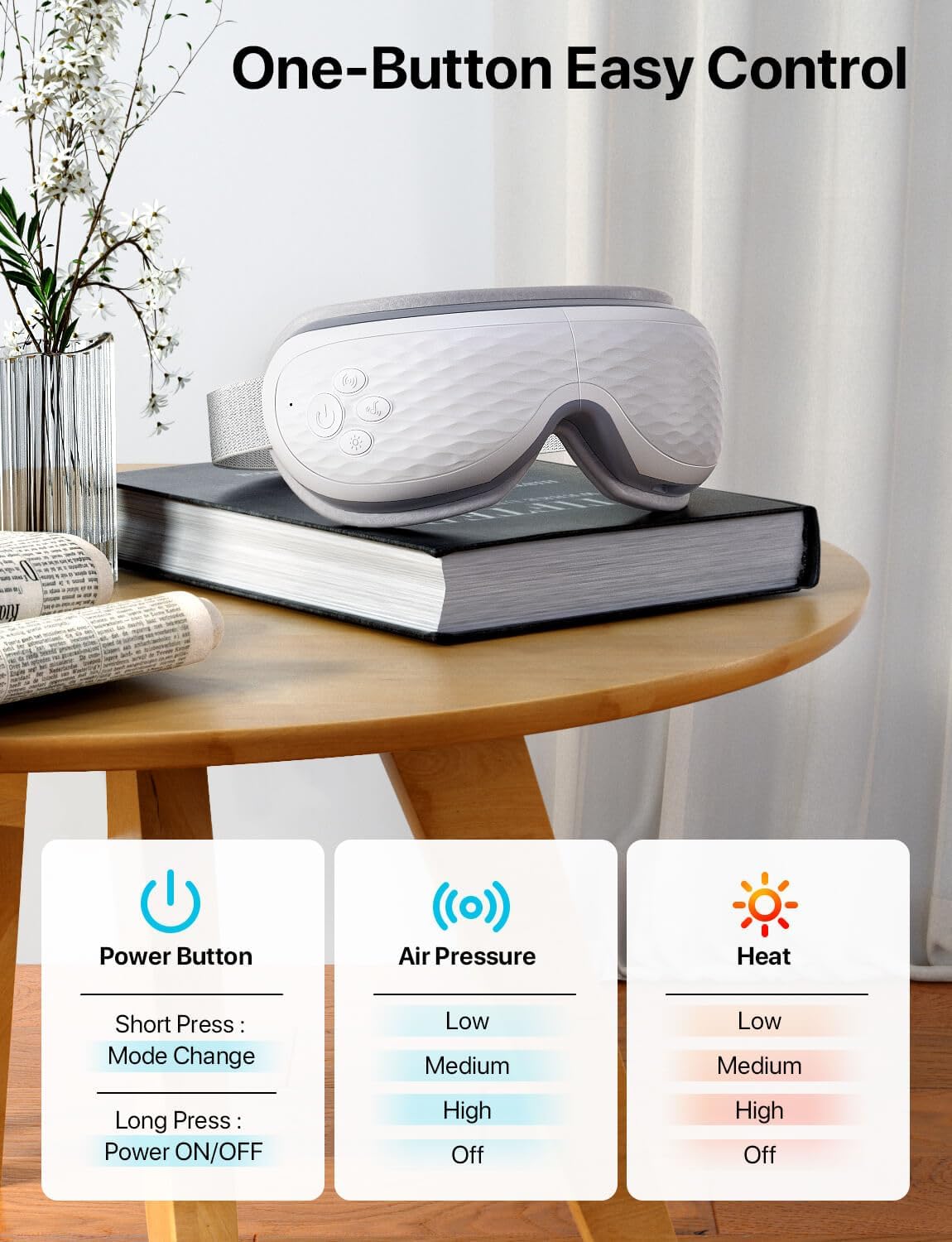 ALLJOY Eye Massager with Heat and Cooling, FSA Eligible HSA | Eye Massager with Removable Gel Mask, Birthday Gifts for Women Men Her Him Eye Care Devices for Migraine, Reduce Dry Eyes