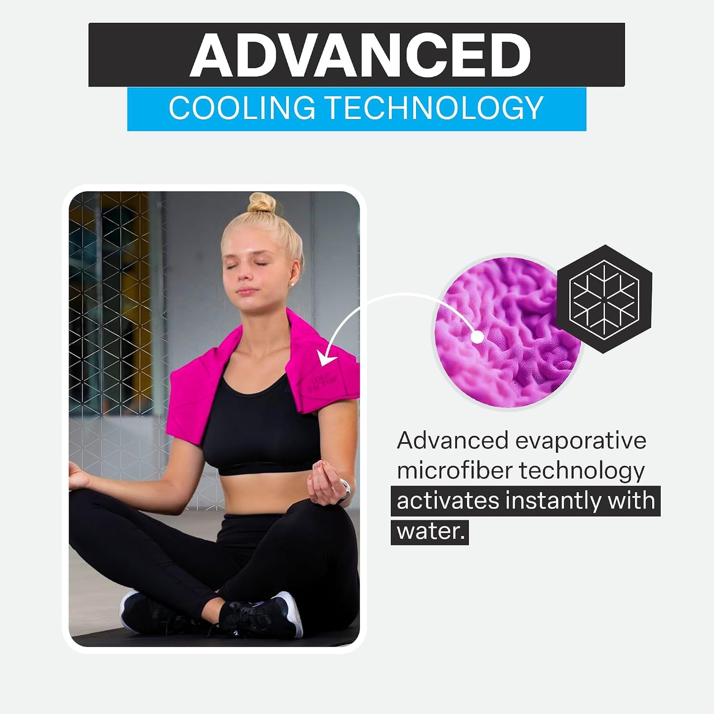 COLD FACTOR Instant PVA Cooling Towels, Cooling Neck Wraps, Blue, 3 Pack | 5 Hours of Cooling, UPF 50+, Soft Cooling Towels for Neck and Face, Machine Washable, Ideal for Sports & Workouts, 3"x29.5"