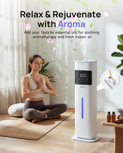 Humidifier Large Room, 2.1Gal/8L Cool Mist Humidifiers for Bedroom 500 sq ft, Humidifiers for Home with Essential Oil Diffuser, Top Fill Quiet Humidifier for Baby Nursery Office Plants, Black