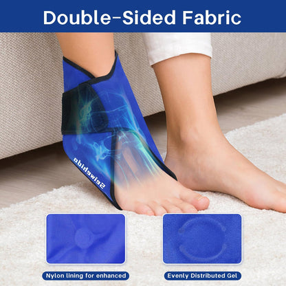 Ankle Ice Pack Wrap for Heel Swelling Pain Relief Reusable Gel Hot Cold Compress for Achilles Tendonitis Plantar Fasciitis, Post-Surgery, Sports Injury(1pcs,Blue)
