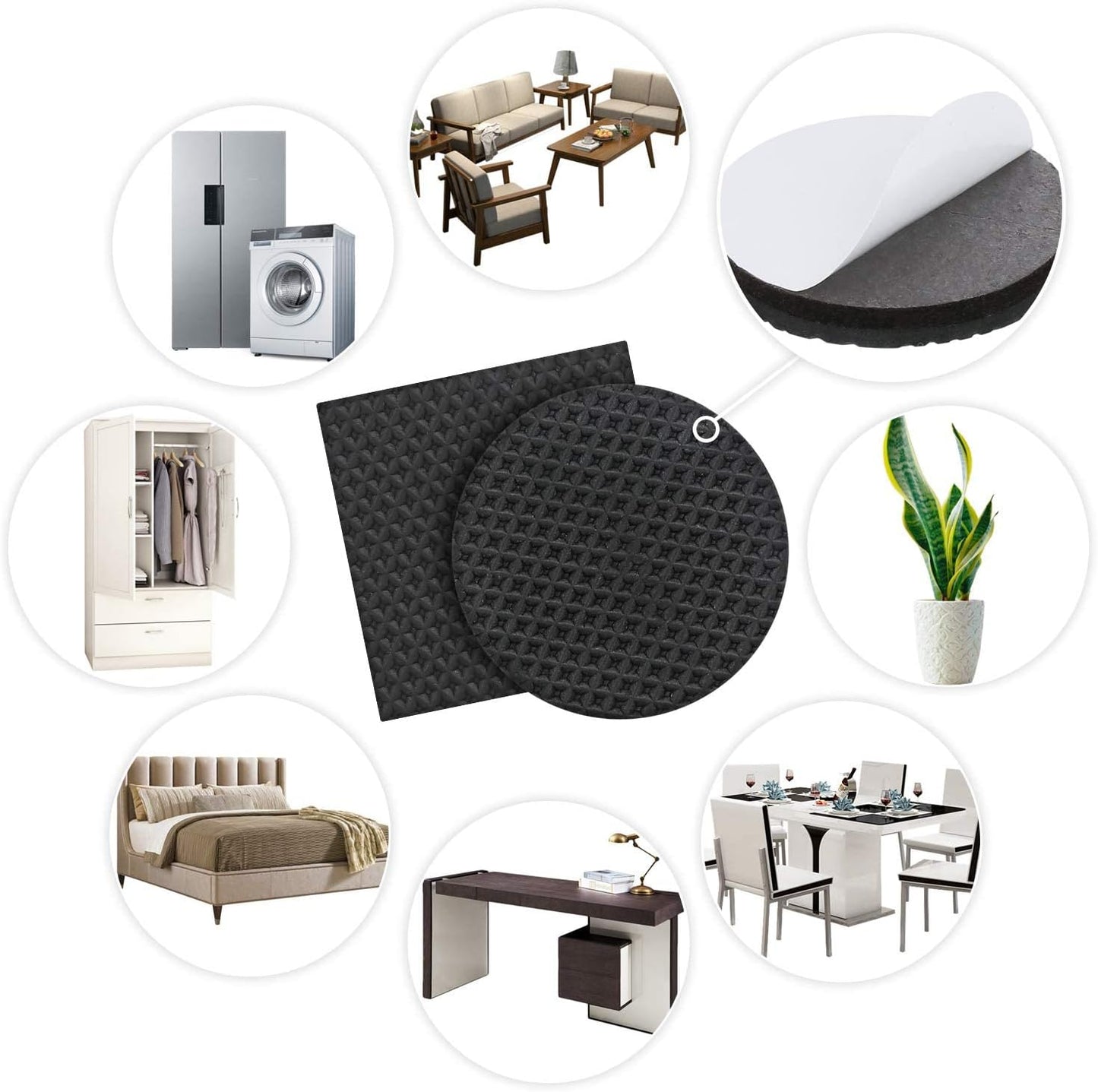 Non Slip Furniture Pads -56 pcs（1+2）” Furniture Grippers, Non Skid Furniture Legs,Self Adhesive Rubber Furniture Feet, Anti Slide Furniture Hardwood Floor Protector for Keep Couch Stoppers