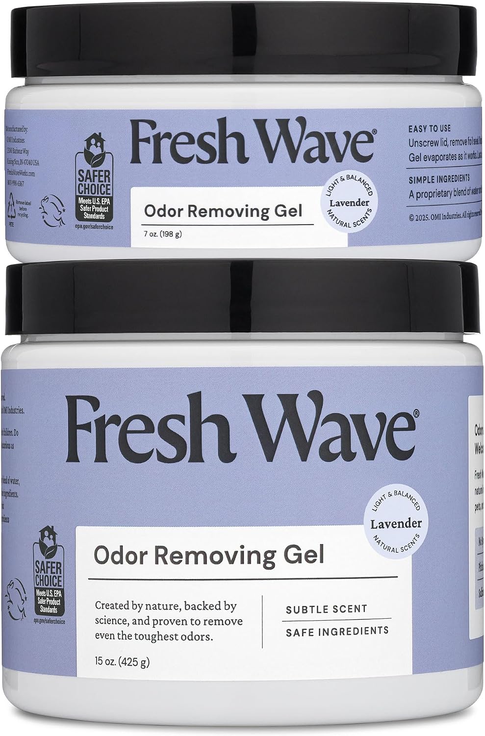 Fresh Wave Original Odor Eliminator Gel 3-Pk 7 oz - Air Freshener for Home | Plant-based essential oils. Lasts 15-30 days per jar. No plug-in needed. Pet-safe, closet and bathroom deoderizer.