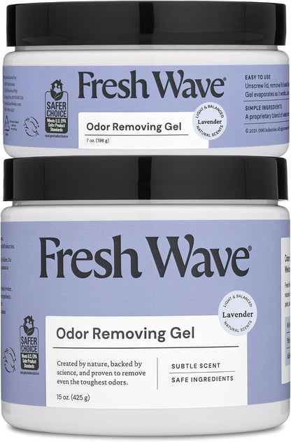 Fresh Wave Original Odor Eliminator Gel 3-Pk 7 oz - Air Freshener for Home | Plant-based essential oils. Lasts 15-30 days per jar. No plug-in needed. Pet-safe, closet and bathroom deoderizer.
