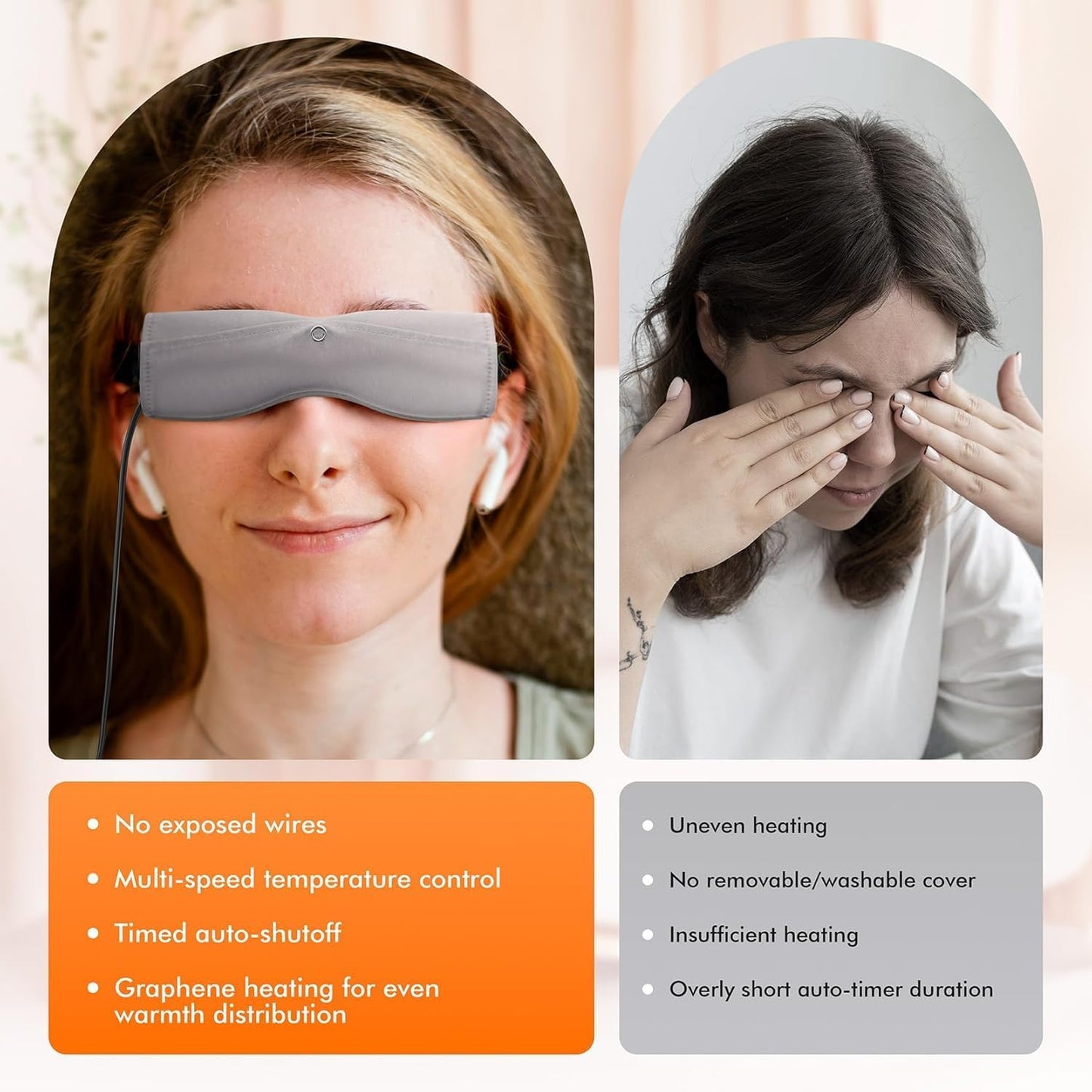 Heated Eye Mask – Warm Compress for Dry Eyes, USB Electric Heating Pad for Stye & Chalazion Eye Treatment, Eye Sleep Mask for Dark Circles and Puffiness Relief (Gray)