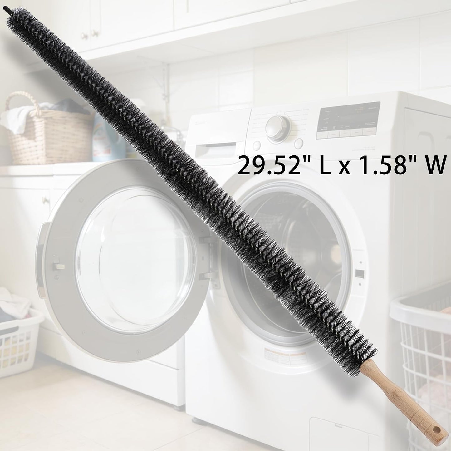 Full-Bristle Dryer Vent Cleaner Brush, 29.52 Inch Flexible Dryer Lint Brush | Refrigerator Coil Cleaning Brush, Lint Trap Cleaning Tool, Long Handle Dust & Pet Hair Remover for Trap and Duct, 1PCS