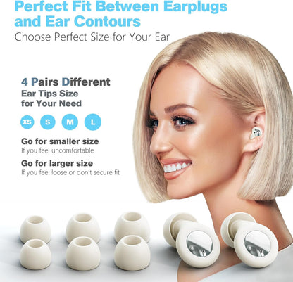 Ear Plugs for Sleeping Noise Cancelling – 30dB Reusable Silicone Earplugs with 8 Ear Tips & Case, Ideal Sleep Ear Plugs, Soft & Cozy Hearing Protection for Sleep, Concerts, Work, Travel & Focus
