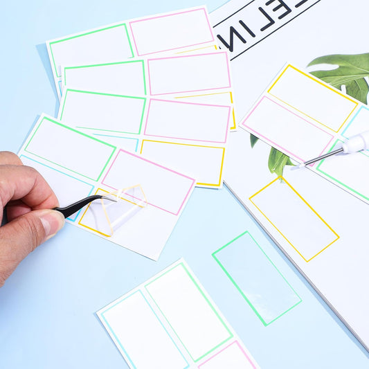 120 Pcs Dry Erase Labels, Waterproof Reusable Dry Erase Stickers, 2.4"x 1.2" Removable Name Tags, Easy-Peel Sticky Notes for Whiteboard, Refrigerator, Storage Bins, Office Organization (Multicolor)