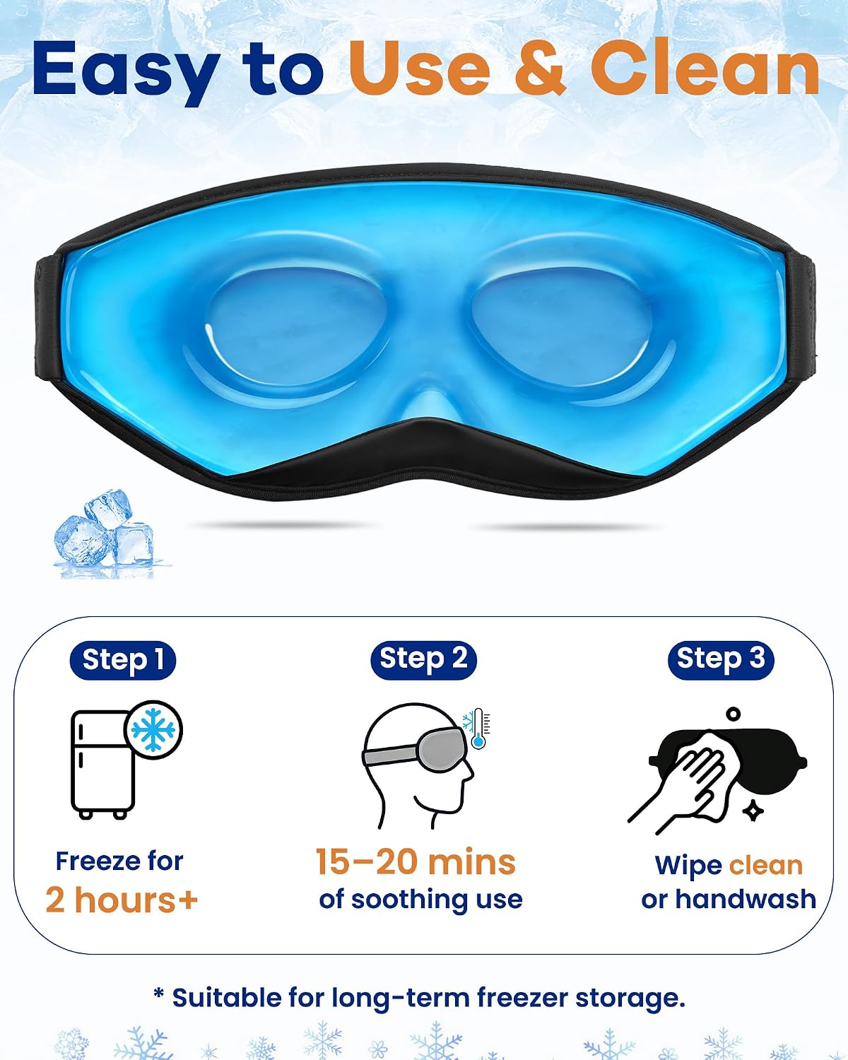 BeeVines 3D Cooling Gel Eye Mask for Puffy Eyes Migraines Headache Fast Relief, After Surgery Care, Ice Pack for Cold Compress, 6 OZ Contoured Weighted Sleep Mask for Sleeping, 100% Blackout