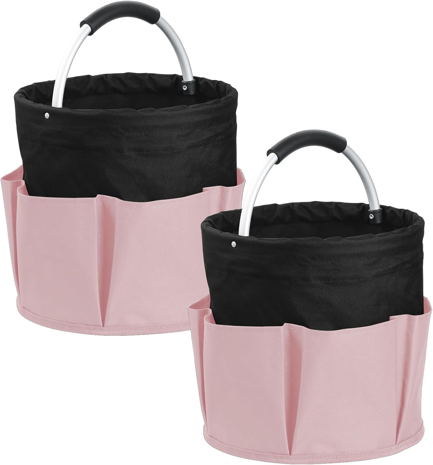 17L Cleaning Caddy with Handle and 6 Pockets, Foldable Cleaning Supply Caddy, Portable Shower Caddy in 600D Oxford Fabric, Multifunctional Storage Basket for Camping, Gardening, Black