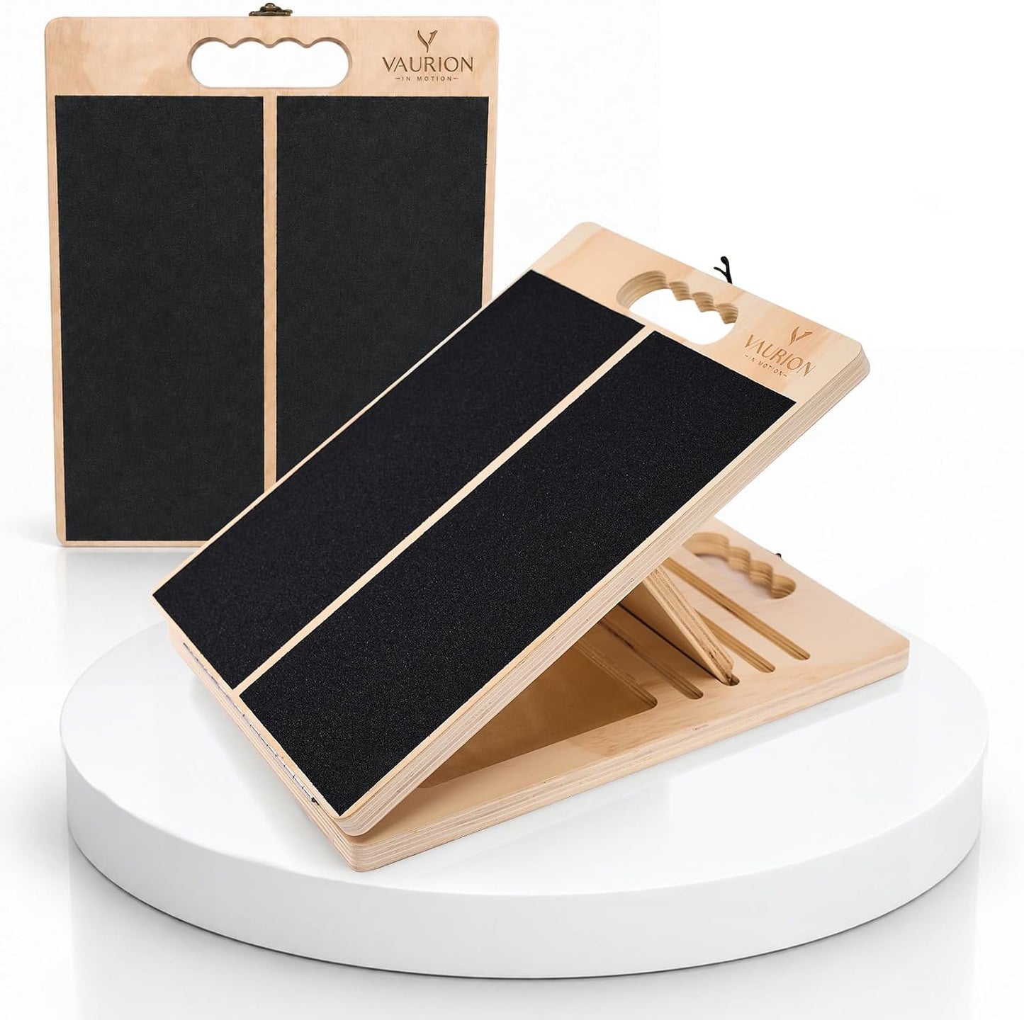 Portable Wood Slant Board, Adjustable Squat Wedge, Calf Stretch | Foldable wood slant board, 5 adjustable angles (20-40°); calf stretch, squat wedge, heel-elevated squats, ankle mobility