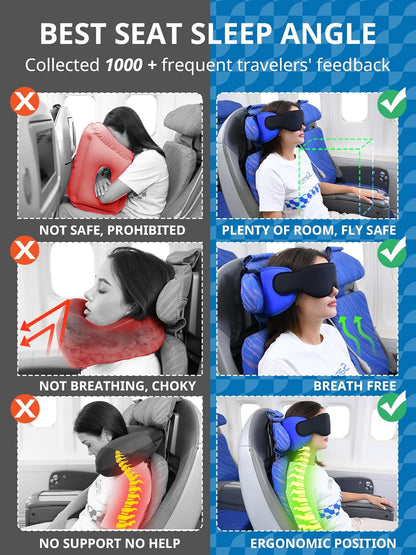 SARISUN Travel Pillow with Chin Strap, Stable Head Support for Long Flight