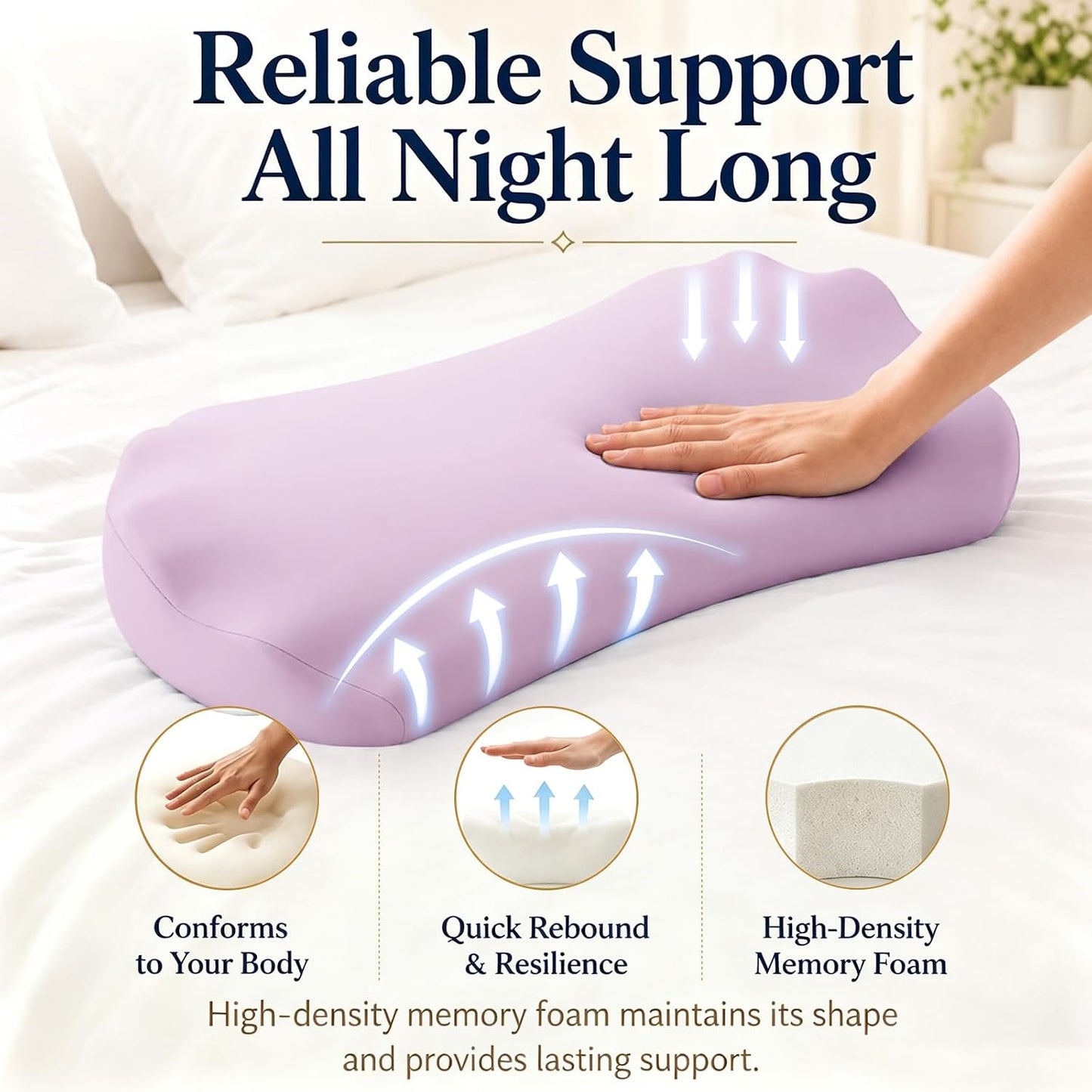 Fledano Lumbar Support Pillow for Bed – Memory Foam Lower Back Pain Relief Pillow for Sleeping, Ergonomic Lumbar Pillow for Side & Back Sleepers, Sciatica & Hip Pain Relief, Washable Cooling Cover