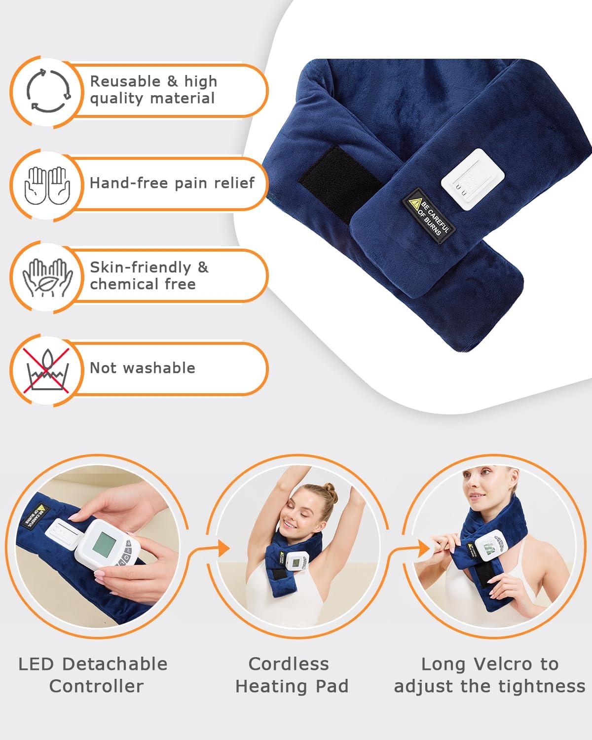 Cordless Leg Massager for Circulation and Pain Relief - 5000mAh Portable Heating Pad for Leg and Calf with 3-Level Vibration Massage, 104-140℉ Adjustable Temperature & 30/45/60 Min Timer