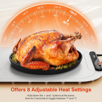 Warming Mat for Food, Voriah Electric Warming Tray with 3 Temp Settings & Auto Shut-Off, Food Warmer with Thick Silicone Surface to Keep Food Warm at Buffet, Parties, and Family Use（Dark Blue）