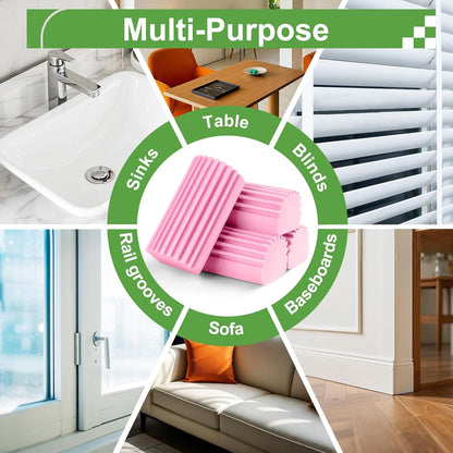 Jeymei Damp Clean Duster Sponge,4Pcs Grey Dust Sponge for Cleaning | Damp Dusting Sponge with Ridges,Baseboard Cleaning Tool,Reusable Wet Duster Sponge,Household Cleaning Sponges for Blinds