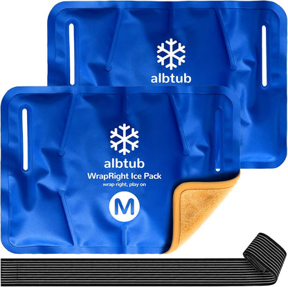 WrapRight Large Ice Pack for Injuries Reusable with Bandage for Knee | Hands-free Cold Therapy, 10"×16" L-Size for Ankle, Leg, Shoulder, Back, Flexible Gel, Dual-sided for Sensitive Skin