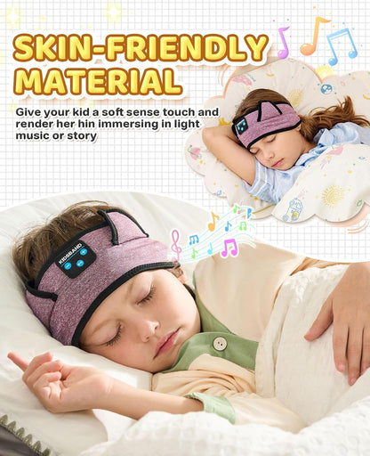 KIDSBAND Kids Bluetooth Headphones, Sleep Headband [Wireless & Wired Playback 2in1] Foldable Headphones for School/Travel/Tablet/Sleep