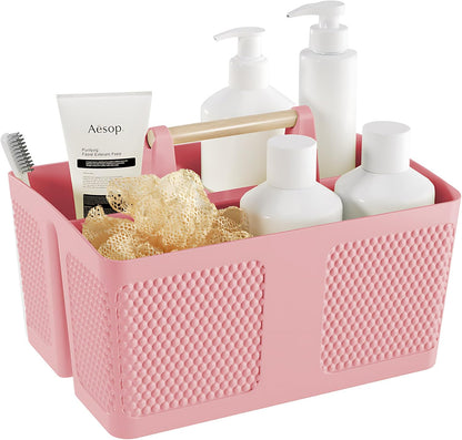 Shower Caddy Portable and Cleaning Caddy Organizer for Bathroom, Kitchen,Toiletries Storage, Caddy organizer with handle, Rust-Resistant, Durable Material(Milky White, 9.36"L×7.73"W×7.24"H)