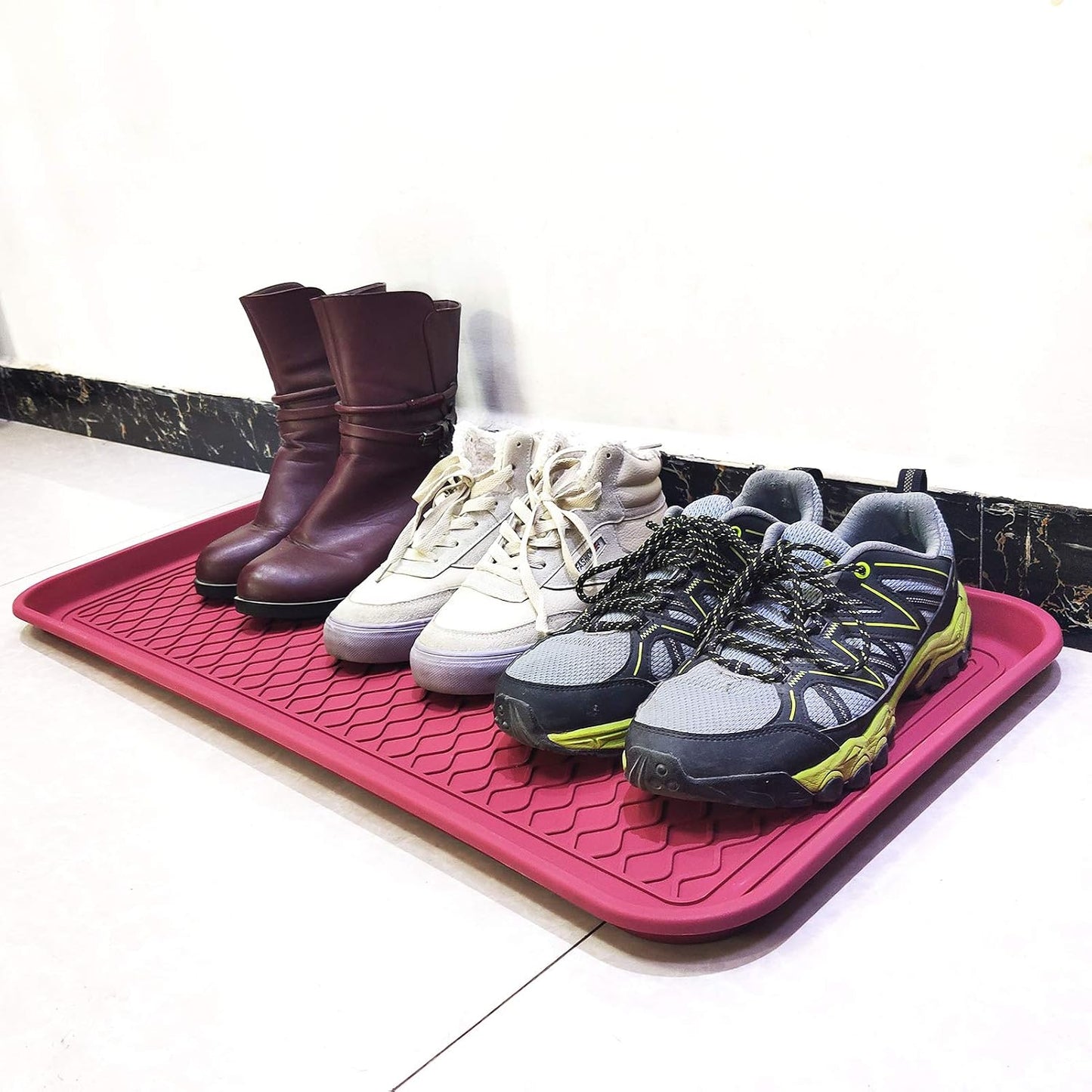 Large Multifunctional Boot Tray 2 Pack Boot Mat Washable Indoor or Outdoor Tray Mat Doormats for Shoes Boots Plants Pots Paint Tins Pet Bowls Car Storage, 30 x 15 x 1.2 Inches