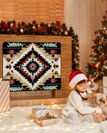Western Aztec Magnetic Fireplace Cover Decorative Indoor For Brick Fireplace, Rustic Tribal Southwestern Boho Ethnic Insulation Fireplace Blocker Blanket Draft Stop Hot Heat Save Energy, 36"Wx27"H