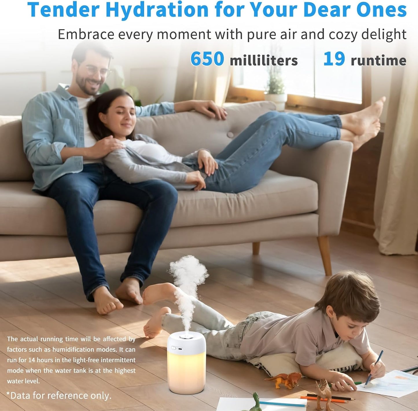 SZO Humidifier for Plants, 650ml Plant Humidifier Indoor, White | Small Plant Humidifier with Warm Light for Plants, Bedroom, Office Desktop, Baby Room
