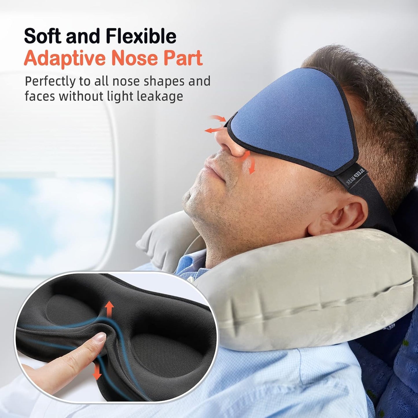 LitBear Sleep Mask for Side Sleeper Women Men, Eye Mask for Sleeping | Light Blocking 3D Contoured Sleeping Mask, Soft Breathable Sleep Eye Mask with Adjustable Elastic Strap for Travel, Black