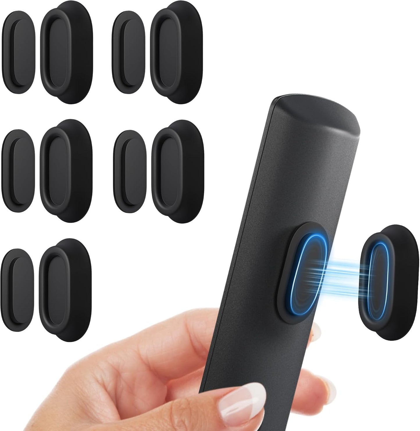 Magnetic Remote Control Holder Wall Mount for TV/Fan, 5Pack-Black | No Drill Self-Adhesive TV Remote Holder for Bed, Silicone Remote Caddy, Bedside Organizer, RV Accessories