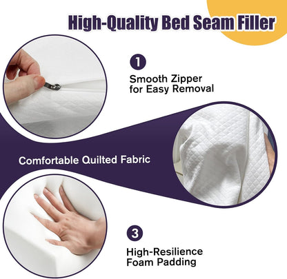 JZHLLA Triangle Bed Gap Filler Queen High Density Foam Headboard Gap Filler Pillow with 2 PCS Pockets and Removable Washable Cover, Prevent Items from Falling
