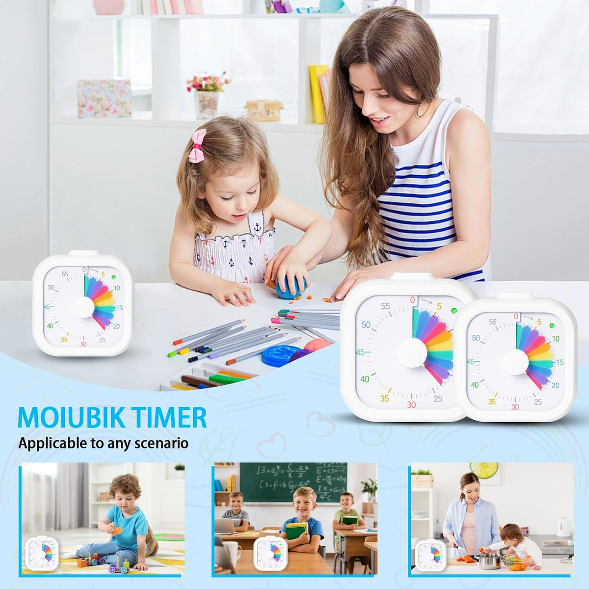 Visual Timer for Kids 60 Minute Countdown Timer Rainbow Disk Desk Timer Clock for Classroom Study Office Kitchen with Silent Operation (Purple)