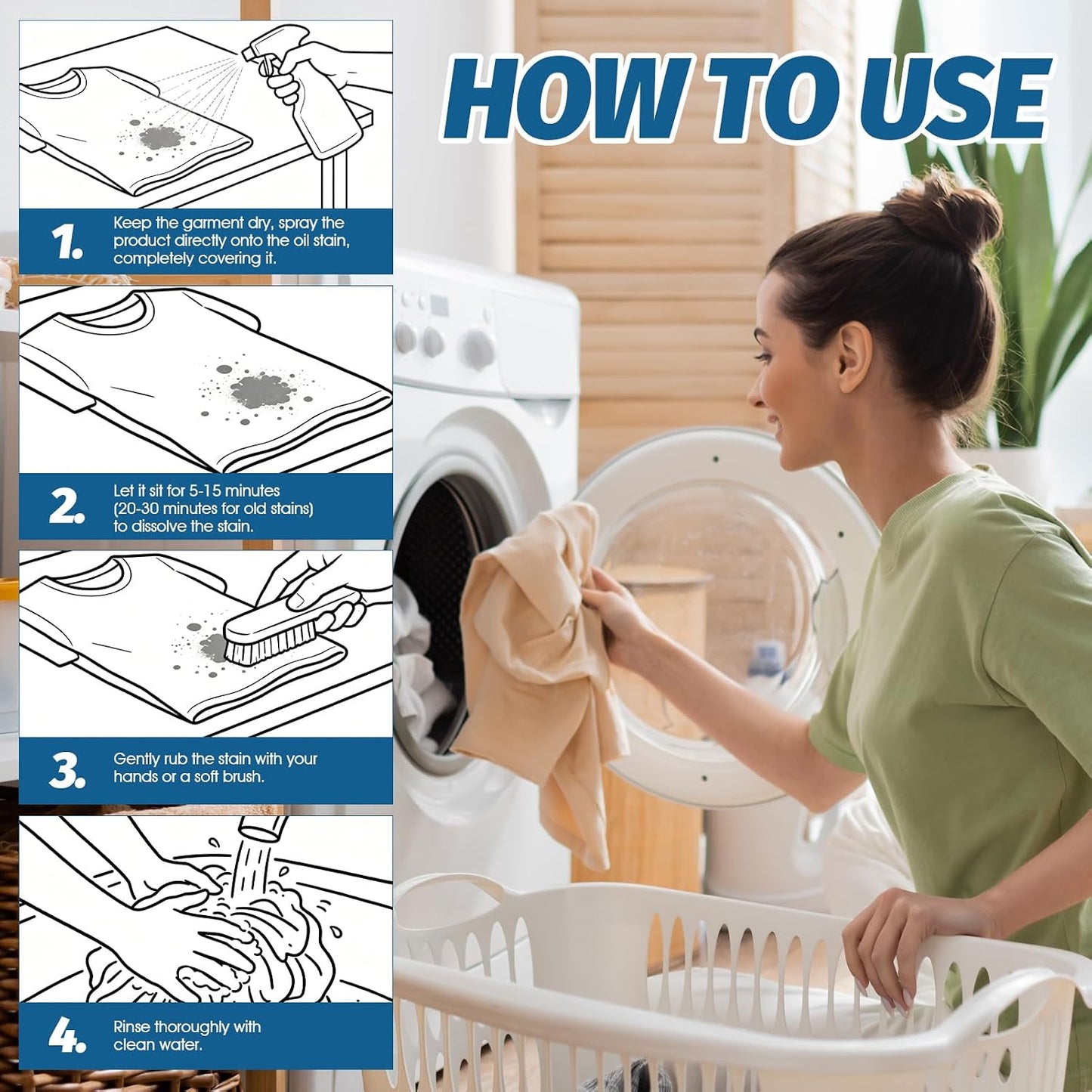 JAOJAO Clothing Emulsifier Stain Remover Spray 300g | For Grease-Prone Kitchen Uniforms, Work Clothes and Daily Washable Laundry Spots