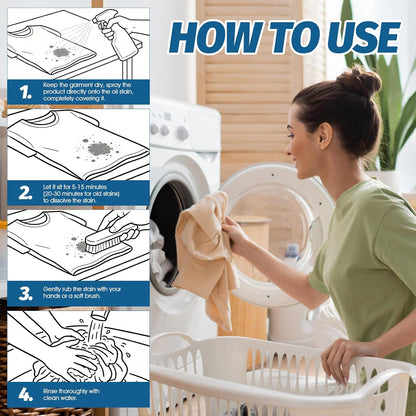 JAOJAO Clothing Emulsifier Stain Remover Spray 300g | For Grease-Prone Kitchen Uniforms, Work Clothes and Daily Washable Laundry Spots