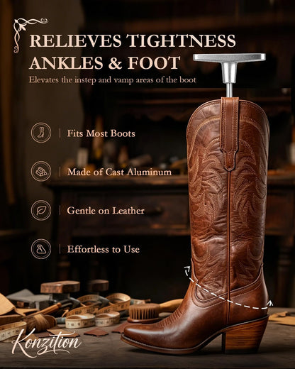 Cast Aluminum Boot Instep & Vamp Stretcher: Relieving Tightness Easily, Adjustable Boot Instep Stretcher is Suitable for Western, Cowboy, Hiking & Work Boots for Men and Women - Easy to Use
