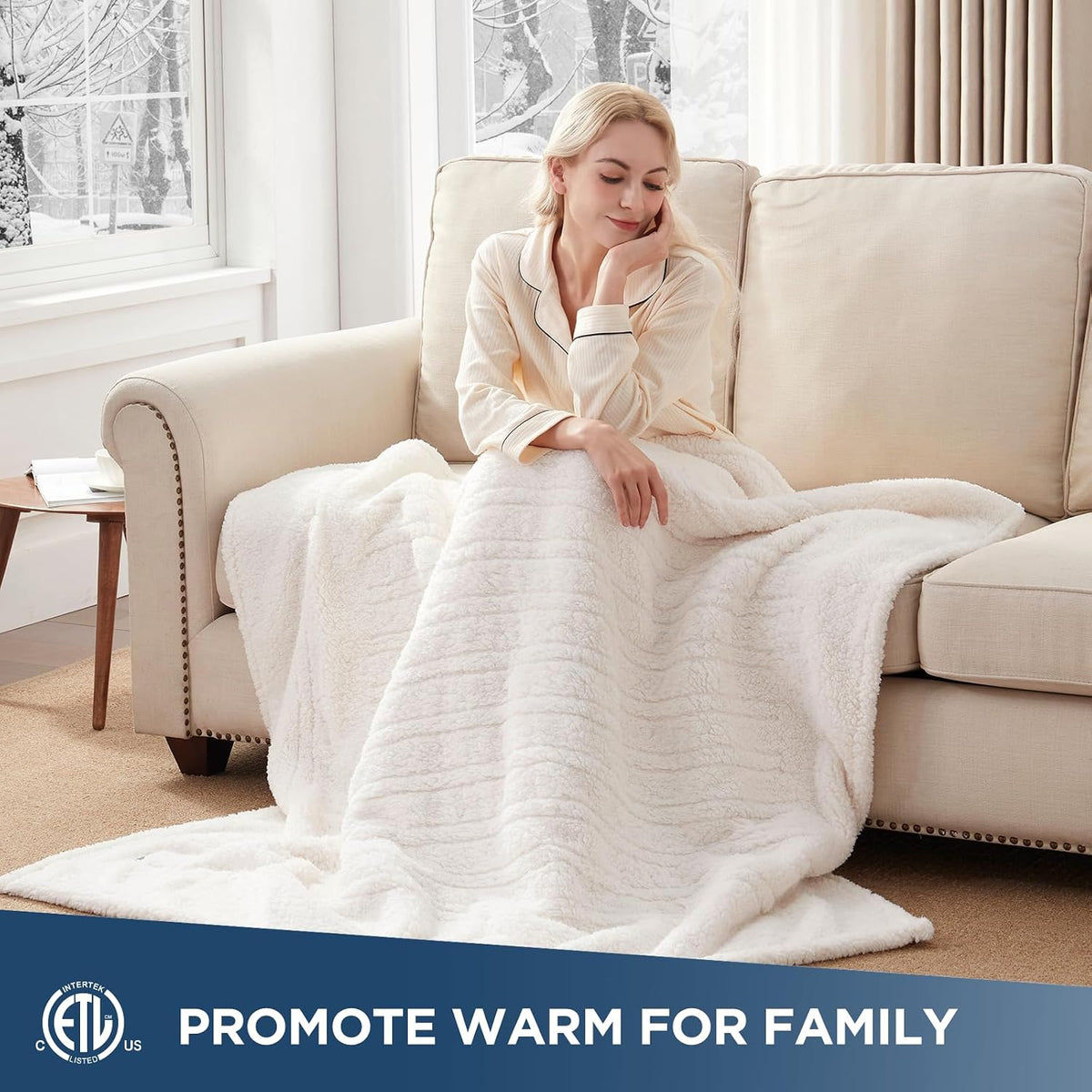 Westinghouse Electric Blanket Heated Throw, 6 Heat Settings, Grey