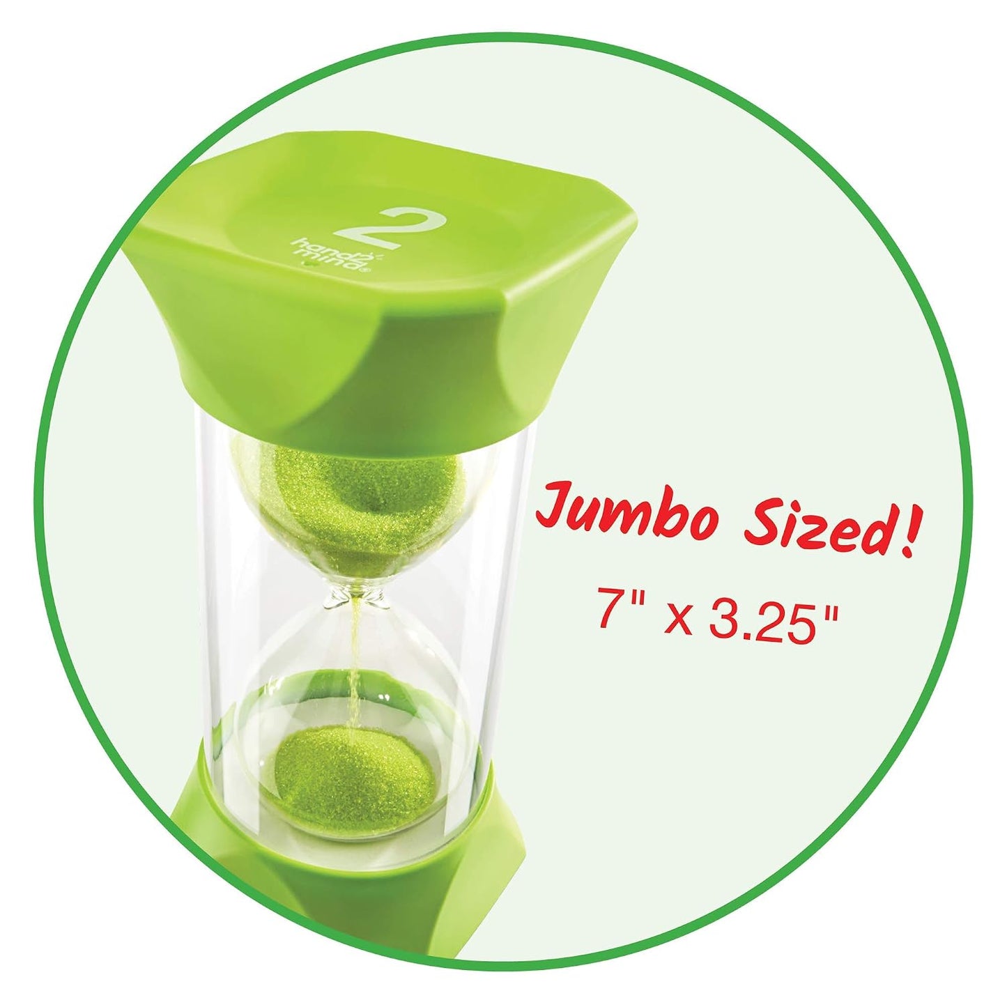 hand2mind Orange Jumbo Sand Timers, 5 Minute Sand Timer, Hourglass Sand Timer with Soft Rubber End Caps Offers Quiet Pausing, Classroom Sand Timers for Kids, Teeth Brushing and Game Timer (Set of 1)