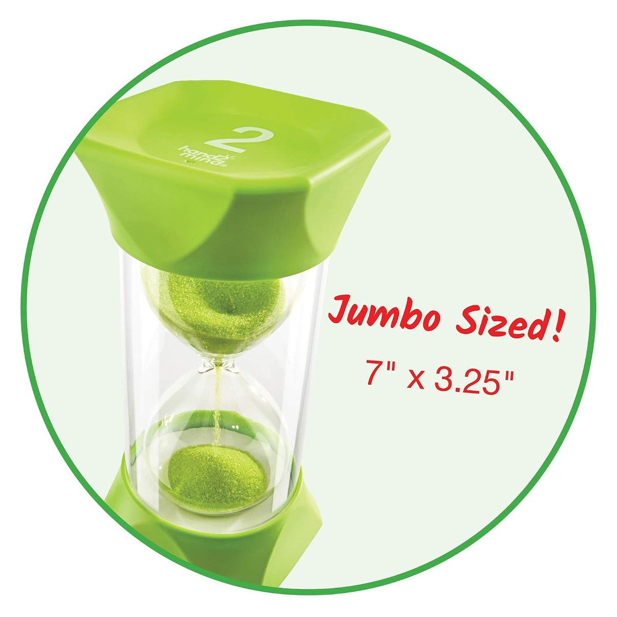 hand2mind Orange Jumbo Sand Timers, 5 Minute Sand Timer, Hourglass Sand Timer with Soft Rubber End Caps Offers Quiet Pausing, Classroom Sand Timers for Kids, Teeth Brushing and Game Timer (Set of 1)