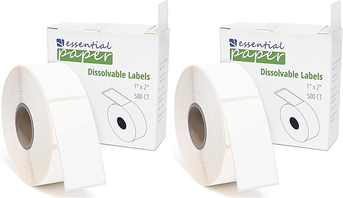 ESSENTIAL 500 Dissolvable Food Labels, 1 x 2 Inch Blank White