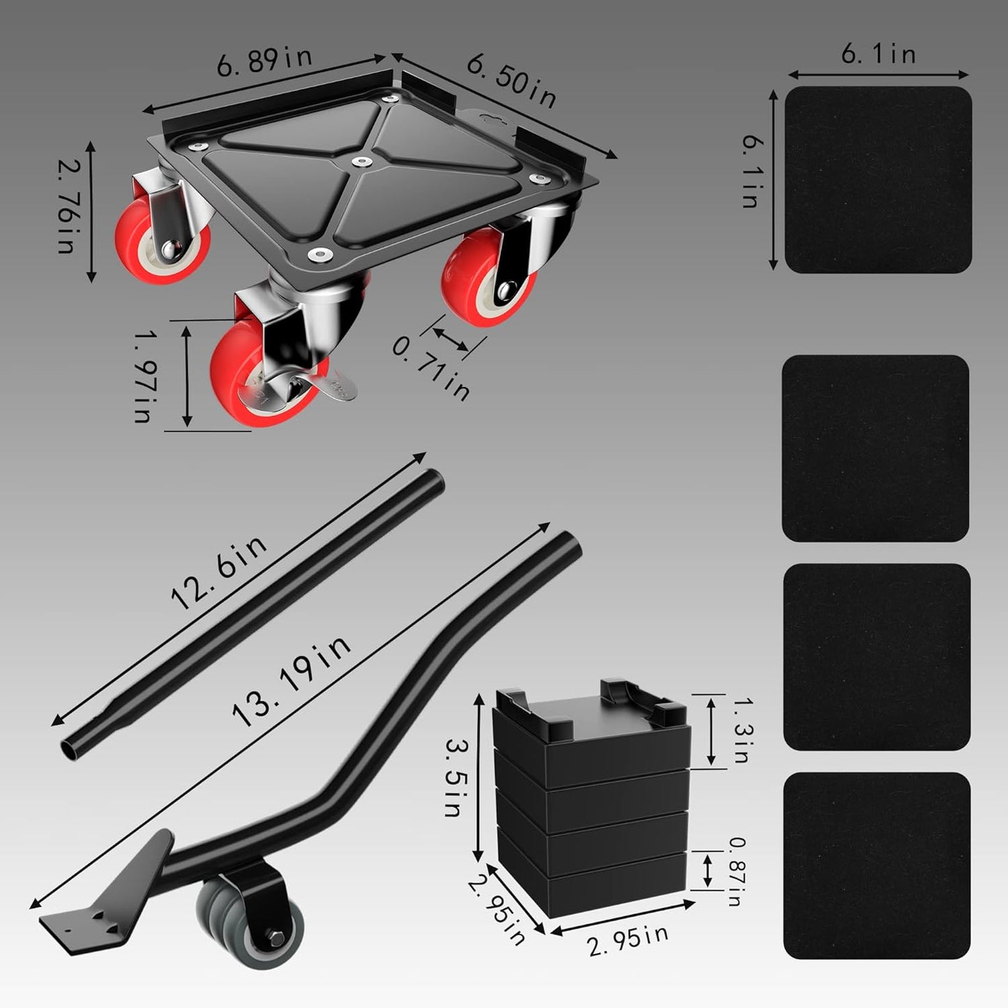 MYUEA Furniture Dolly,Furniture Movers with 5 Wheels,Carbon Steel Panel Heavy Duty Dolly,Maximum Load 3474 LBS,Furniture Lifter with 5 360° Rotatable Rubber Universal Wheels(Silver,6.89x6.9 in)