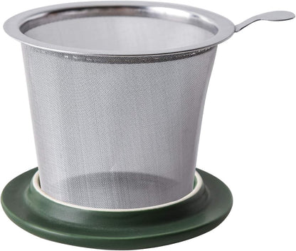Yundu 12 OZ Matte Purple Ceramics Teacup with Infuser and Lid, Mug with Lid for Steeping - Stainless Steel Infuser for Loose Leaf Tea, Home Office Gift for Tea Lovers