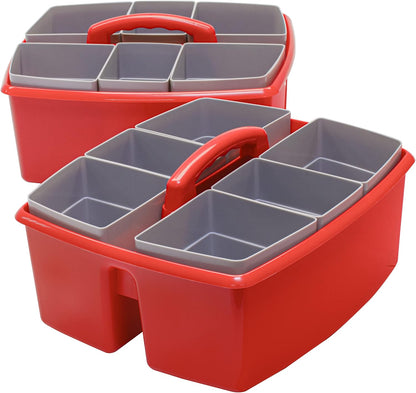 Storex 2-Compartment Large Cleaning Caddy – Multipurpose Supply Organizer with Handle - Black, 1-Pack (00973A06C)