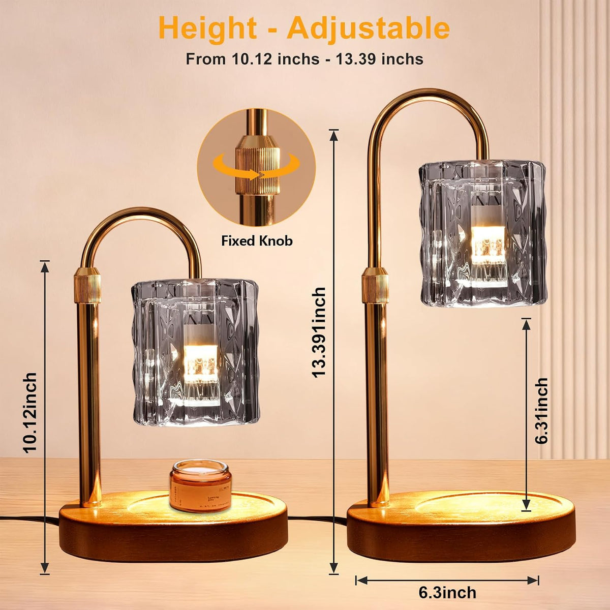Candle Warmer Lamp with Timer & Dimmer, Birthday Gifts for Women Mom, 4-Level Dimmable Flower Heat Lamp for Jar Candles, Adjustable Height, House Warming Gifts, Home Decor (Purple