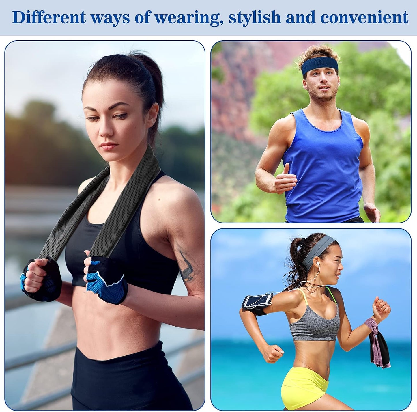BBTO Cooling Towel Microfiber Ice Cool Cold Sport Face and Neck Soft Breathable Chilly Sweat Towel for Yoga Gym Workout Hot Weather Camping Running, 32 x 12 Inches