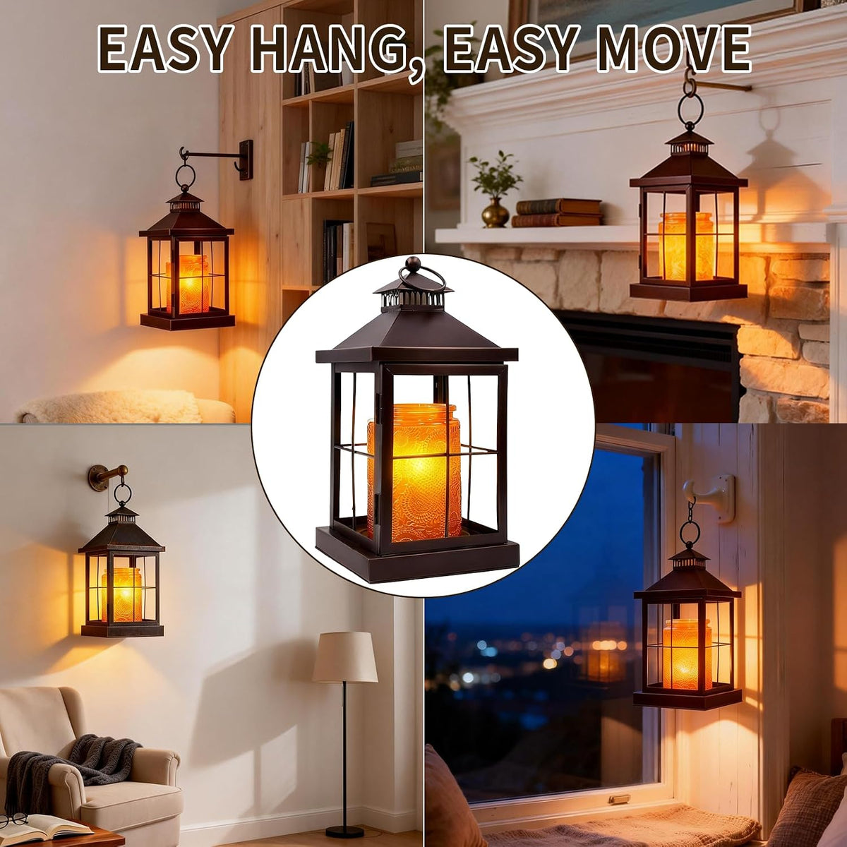2026 New Candle Warmer Lamp with Timer,Compatible with 3 Wick Candles Jars,Vintage Candle Warmer Lantern Lamp,Dimmable Farmhouse Candle Lamp Warmer,Fully Enclosed and Hanging Up Designed