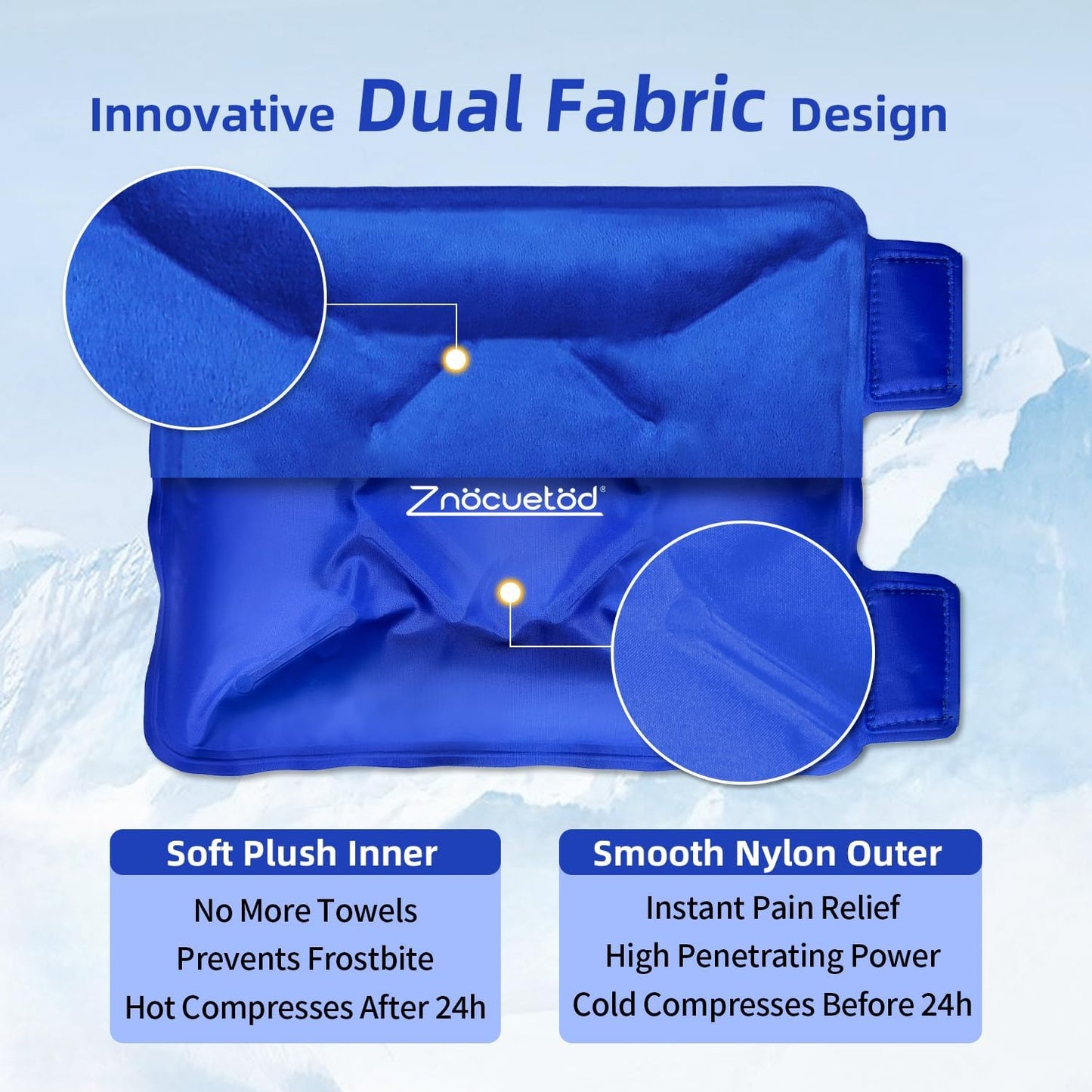 ZNÖCUETÖD Enhanced Knee Ice Pack Wrap for Pain Relief, Large Gel Ice Pack for Knee Leg Injuries Reusable with Cold Compression for Tendonitis, Arthritis, Swelling, Bruises, Surgery Recovery