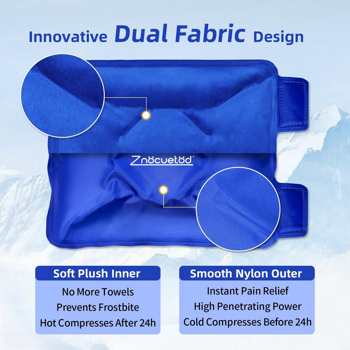 ZNÖCUETÖD Enhanced Knee Ice Pack Wrap for Pain Relief, Large Gel Ice Pack for Knee Leg Injuries Reusable with Cold Compression for Tendonitis, Arthritis, Swelling, Bruises, Surgery Recovery