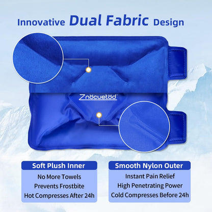 ZNÖCUETÖD Enhanced Knee Ice Pack Wrap for Pain Relief, Large Gel Ice Pack for Knee Leg Injuries Reusable with Cold Compression for Tendonitis, Arthritis, Swelling, Bruises, Surgery Recovery