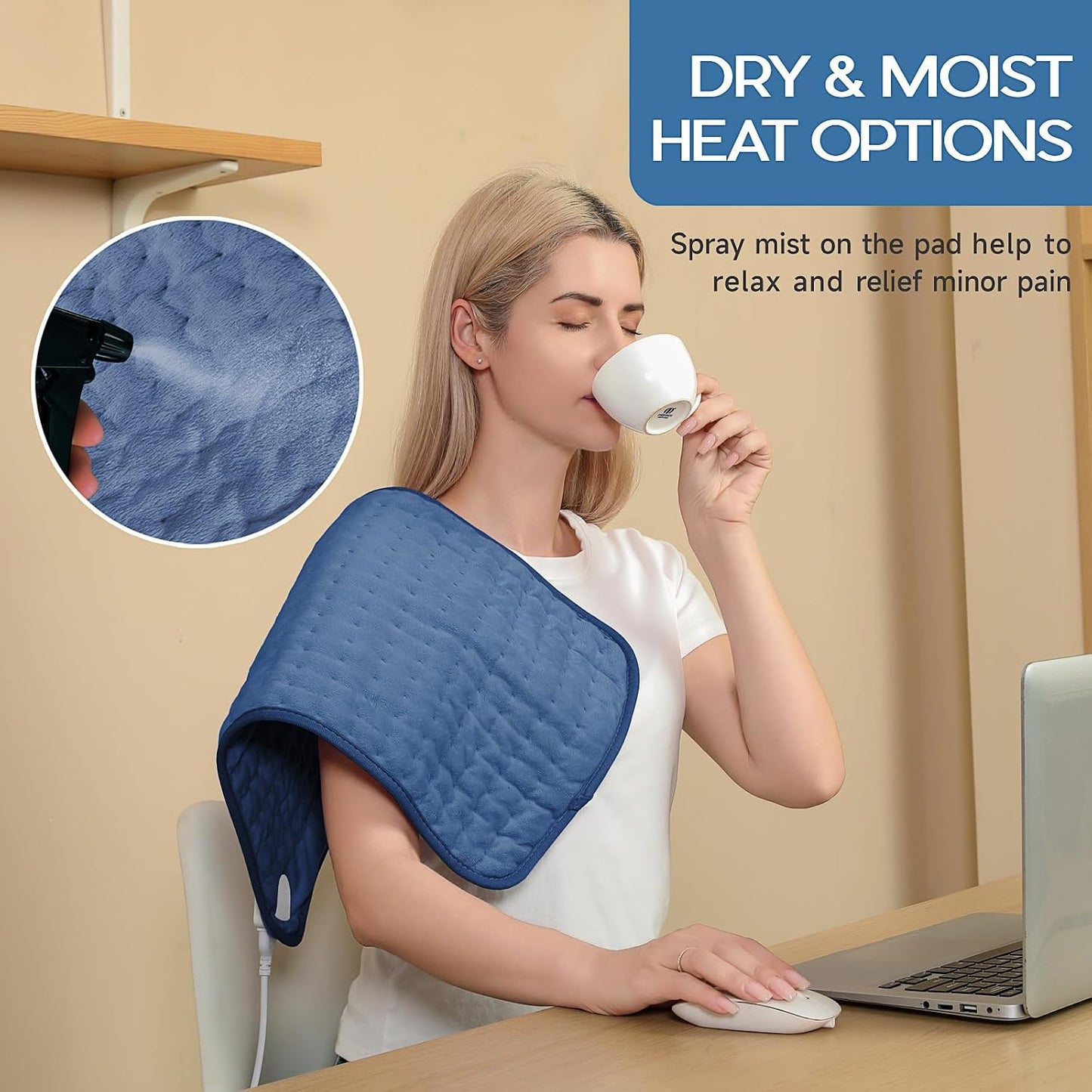 Heating Pad for Period Cramps, Heating Pad for Back/Neck/Shoulder Muscle Pain, 6 Heating&4 Timer Setting, Auto Shut Off, Dry/Moist Heat & Machine Washable, Gray Birthday Christmas Gifts for Women Mom