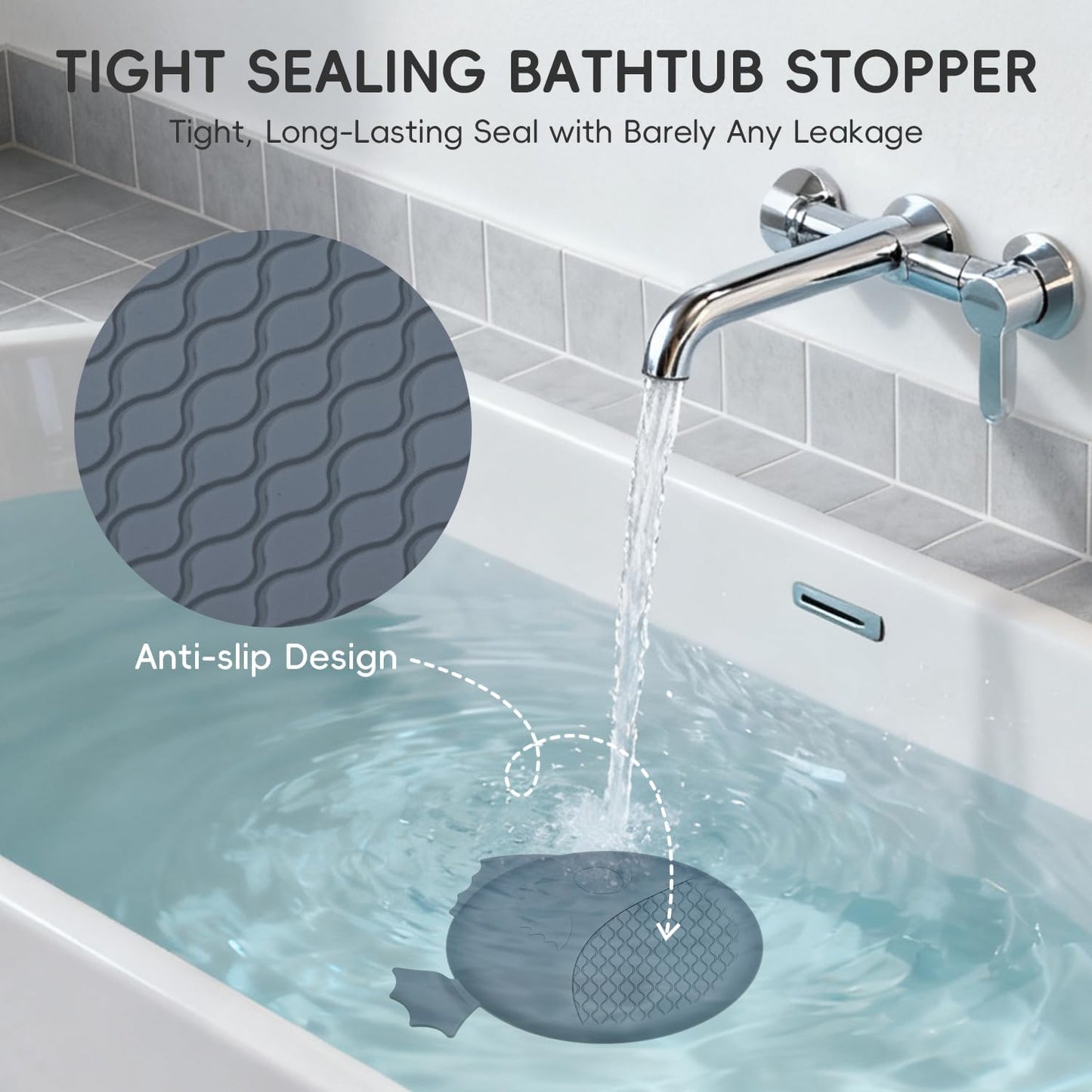 Shower Drain Hair Catcher, Patented Bathtub Drain Cover, Anti-Clog | Reversible Flip Clean, Fast Drainage, Anti-Slip Base, 304 Stainless Steel Chain Mail Mesh, 4.4" for Bathtub & Shower Drains
