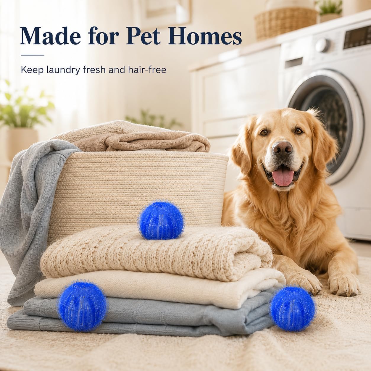 Pet Hair Remover for Laundry, 12 PCS - Reusable Dog & Cat Hair Remover Tool, Effectively Removes Pet Hair, Lint and Dander from Bedding and Clothing, Suitable for Washing Machines, Dryers